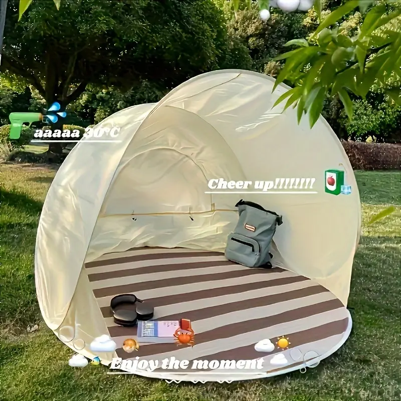 Pop-Up Beach Tent with UV Protection | Portable Sunshade Shelter for Family Gatherings & Picnics | Easy Setup Beach Canopy for Camping, Fishing & Lawn Parties | Includes Carry Bag | Heavy-Duty Polyester | See Detail Page for Folding & Storage Video