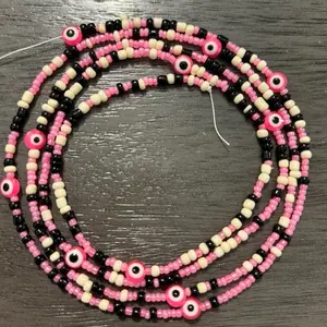 Pink panther tie on waist beads