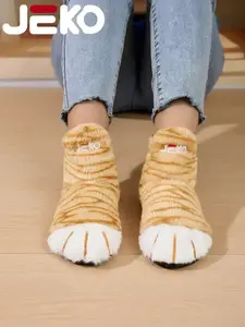 JEKO House Slippers-Anti-Slip Silent Comfortable Warm Fuzzy Shoes, Thickened Fleece Lining, Soft Sole, Fashion Cat Paw Design, Indoor Slippers, Rubber House Shoes, Non Slip