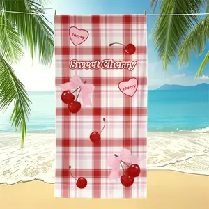 The Checkered Cherry Pattern Beach Scarf Is Suitable For Both Children And Adults For Outdoor Activities, Beach Days, And Travel. It Is a Must-Have For Trendy Home Decor And Beach Outings