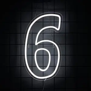 Number 6 Neon Sign Birthday Led Sign Number Six Light Up USB Powered Big Number Sign Light Up Neon Signs for Birthday Night Light Party Anniversary Wedding Christmas Home Bar Decor