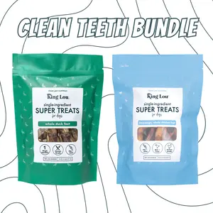 Single Ingredient Dental Treats Bundle, Duck Feet+Chicken Feet, Human-Grade, Single Ingredient, 100% USA Healthy Treats for Dogs and Cats