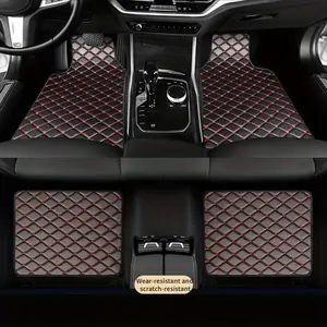 4pcs Set Universal PU Leather Car Floor Mats, Durable and Stylish, Car Front and Rear Seats Floor Mats, Car Interior Accessories