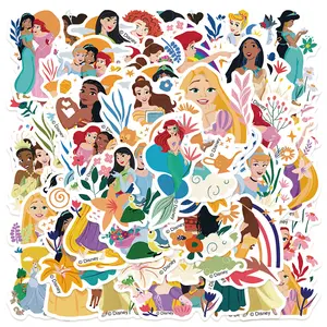 Disney Princess Collection Stickers - Waterproof & Durable Adhesive Decals for DIY Projects & Gifts - 1.57-2.76 Inches - Mermaid Characters - Multipurpose Use