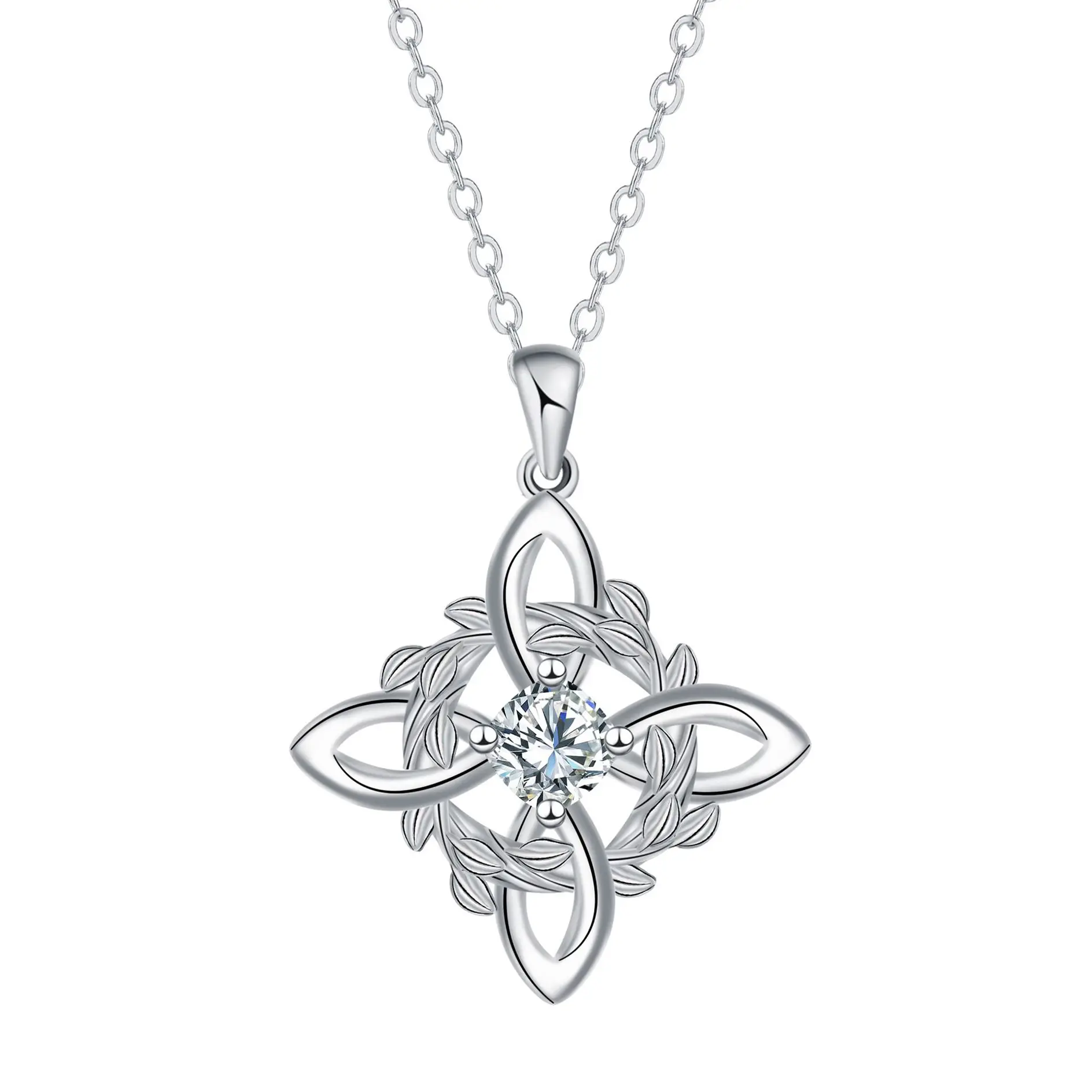 Celtic Knot Necklace 925 Sterling Silver,  Trinity Knot Pendant with Cubic Zirconia, Meaningful Irish Commemorative Symbol Jewelry Gift for Women Birthday Anniversary Christmas
