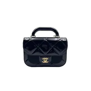 Pre-owned CHANEL Autumn/Winter Collection Mini Classic Leather Top Handle Bag Black/Gold H6 H21294260