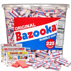 Bazooka Bubble Gum Bulk, 225 Count Tub of Chewing Gum Individually Wrapped, Old Fashioned Candy
