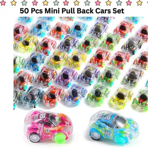 50 PCS Mini Pull Back Car Toy Set for Kids & Toddlers, Kids Pull-Back Vehicle Toy, Easter Basket Stuffers, Easter Gifts for Kids, Party Favors