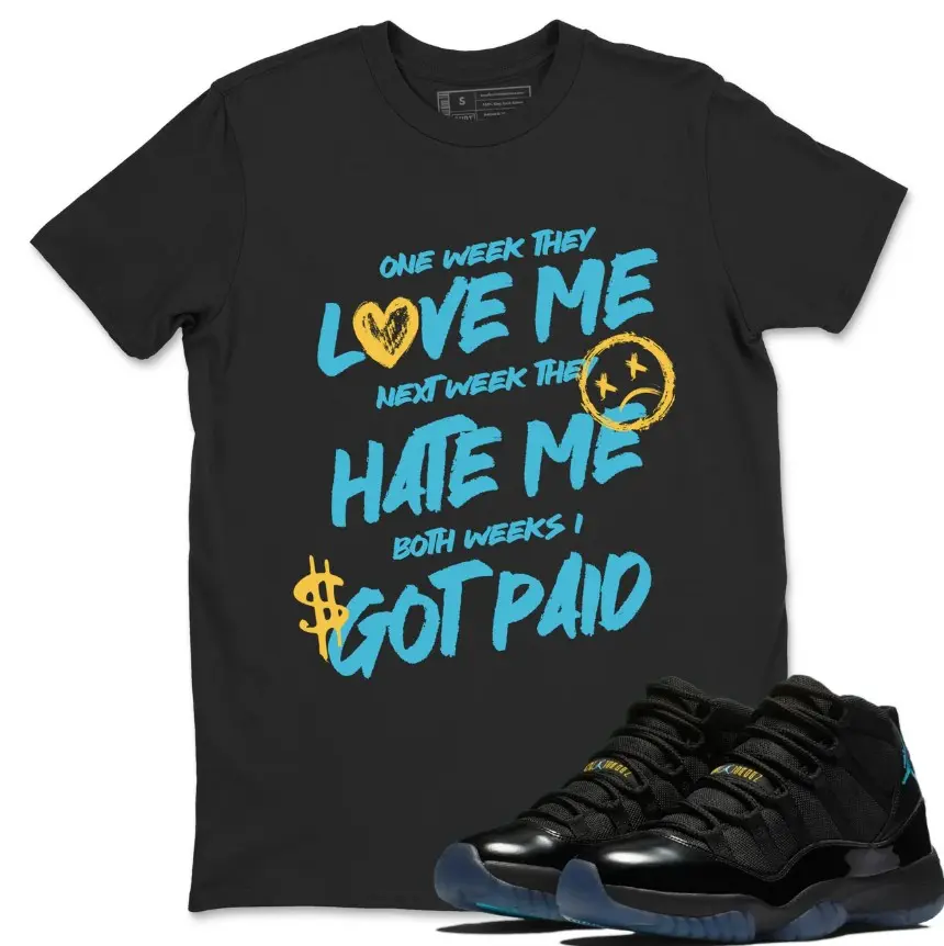 Shirt to Match AJ 11 Gamma Black Blue Sneakers, Gamma 11s Outfit Tee, 100% Cotton, Classic Fit, Printed Graphic, Everyday Casual Wear
