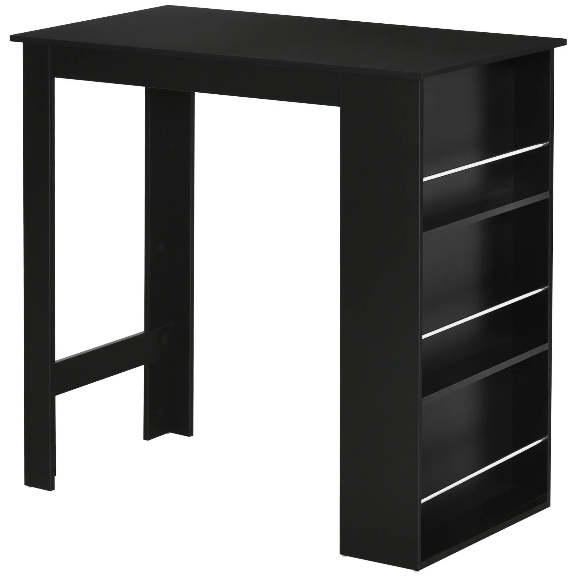 HOMCOM Modern Counter-Height Particleboard Bar Table - 3 Storage Shelves, Modern Console Table for Kitchen, Dining Room, Black (Contemporary/Minimalist Indoor Option), Contemporary Bar Tables