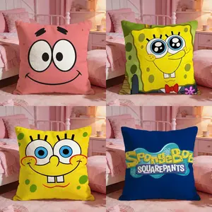 SpongeBob SquarePants anime Cushion Cover Ultra-Soft Reversible Plush Pillow Cover | Double-sided fluffy comfort for car, sofa, bedroom | Skin-friendly fabric | Easy clean & maintain | Stylish home decor | Perfect gift for family & friends
