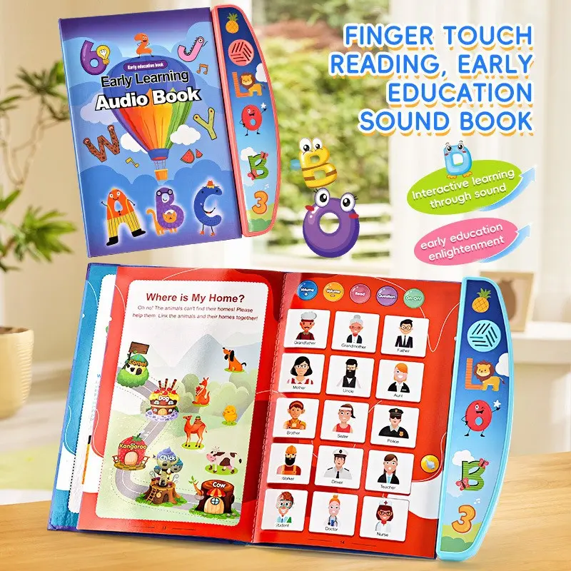 e-books, children's early education point reading, listening and reading toys, educational toys, birthday gifts Wooden Montessori Animal Set baby gym