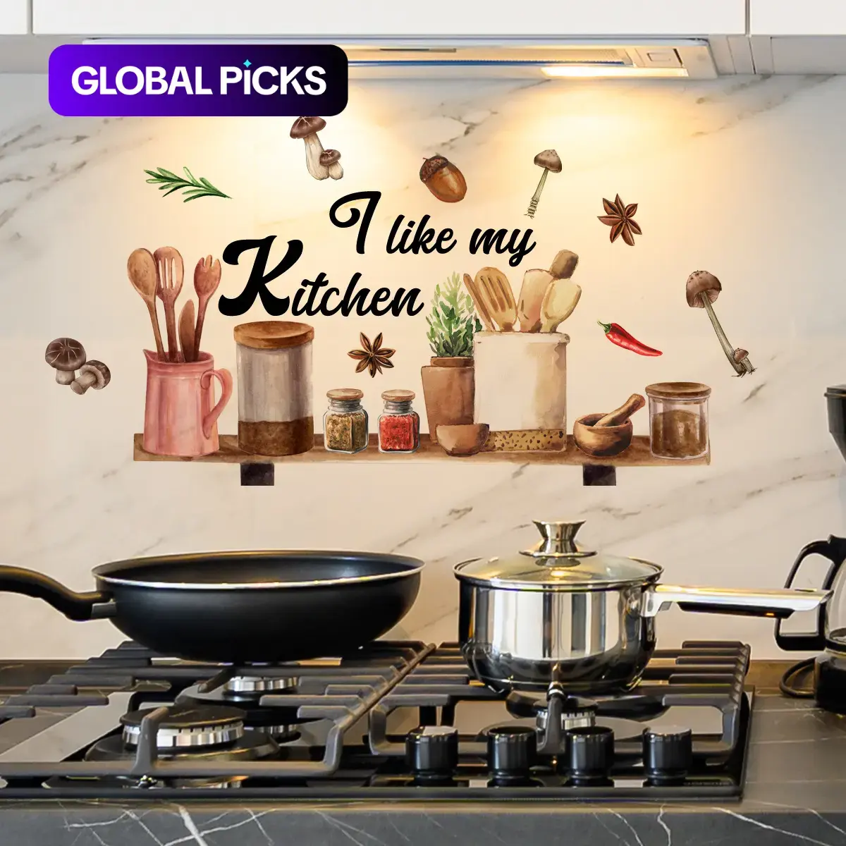 Kitchen Utensil Graphic Wall Decal Sticker Set, Kitchen Stickers, DIY Removable Self-Adhesive Decorative Wall Decor, Kitchen Decoration #GLOBAL PICKS