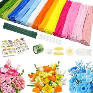 700 count Pipe Cleaners Craft, Pipe Cleaners  Kit with Handle, 14 Colors Chenille Stems with 18  Instruction, Art and Craft Supplies