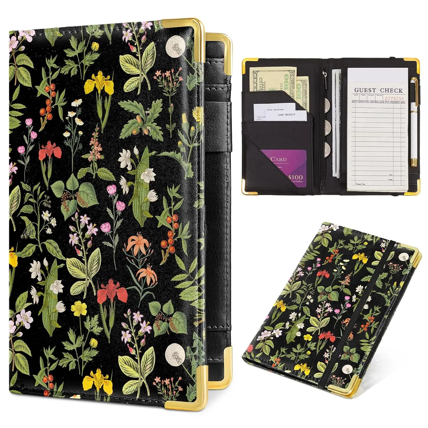 Waitress Server Books for Waitress Waiter with Zipper Pocket and Pen Holder