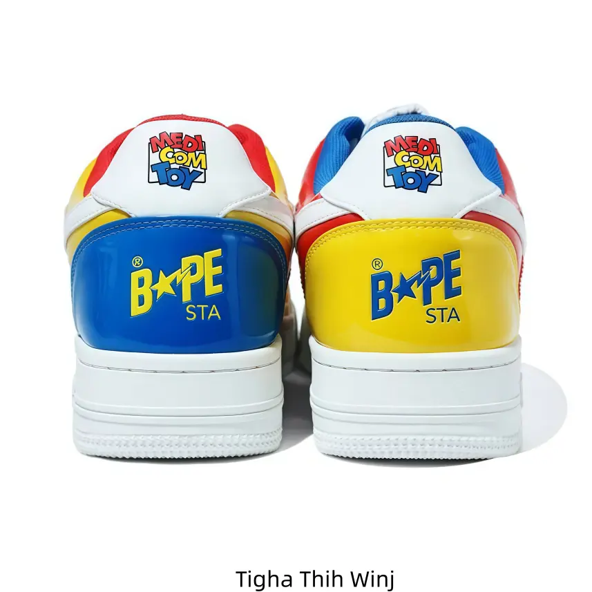 Eye-catching Glossy Red Yellow Blue Colorblock Low Top Skate Sneakers Standout White Star Decoration Unisex Cushioned Insole Durable Anti-slip Outsole Street Style Shoes for School Hangouts Theme OOTD Festival Street Outfits