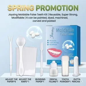 Moldable False Teeth DIY Kit, Denture Reline Kit with Gutta Percha and Dental Powder, Temporary Repair Tool for Missing Teeth and DIY Vampire Fangs