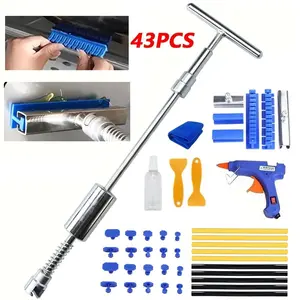 43-Piece Car Dent Repair Kit, Adjustable Long Reach, Includes Pads and Glue Gun, Comprehensive Auto Dent Fix Set, Us Plug