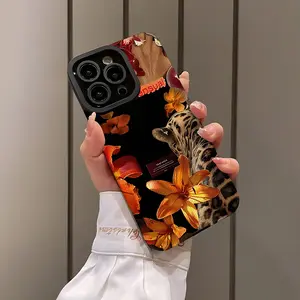 Floral Leopard Pattern Slim Shockproof Protective Cellphone Case for iPhone 11/12/13/14/15/16 Pro Max Series, Dustproof and Stylish Gift for Friends or Self