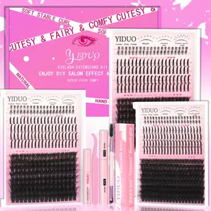 5 Styles Lash Clusters Kit 60D/ 80D/100D Manga Volume 3D Eyelash Clusters with Bottom Spiky Lashes Extensions 6-20mm D Curly Wispy Manga Individual DIY Lash Clusters kit with Bond&Seal, Tweezers, Removers, Individual False Eyelashes