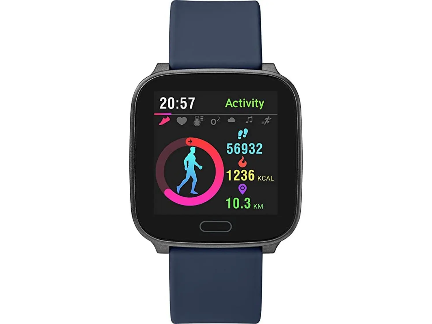 Timex TW5M34300 iConnect Active Square Smartwatch for Men - Silicone Band, Stainless Steel Components, Activity Track, Heart Rate Monitor, USB Charge, Bluetooth, Water-Resistant Wearable Device