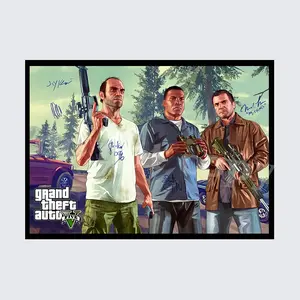 GRAND THEFT AUTO V FULL CAST SIGNED AUTOGRAPH POSTER PRINT