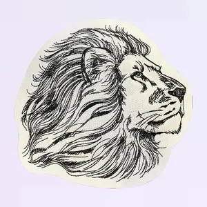 The Pride of a Lion Etching Lion Patch Big Cat Panthera Leo Patches for Jackets Bags Sweaters Iron On Sew On Cat Kitty Sketched Embroidered 5.13" x 4.85" Machine Embroidery Design Easy Application Instructions
