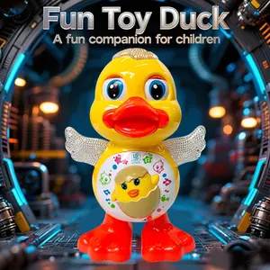 Electric Dancing Duck Toy with Blinking Lights, Rotating Wings & Moving Eyes, Interactive Features, Abs Material, Perfect Gift for Kids' Festivals, Kids Entertainment