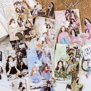 30pcs Pet Ink Stickers Pack, Elegant Reading Series, Girl Character Theme, DIY Decorative Material, Diary Sticker for Journals, Photo Frames, Gifts, Creative Craft Kit