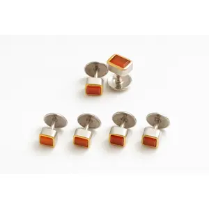 Men Cufflinks & Tuxedo Studs 18K white Gold Plated Formal Jewelry Emerald Cut