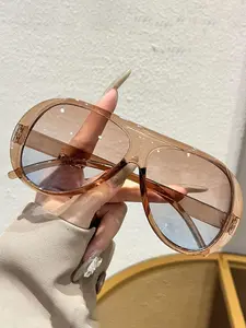 New Fashion Orange Lens Oversized Sun Protective Sunglasses Men Women Pilot Shades Uv400 Vintage Sun Glasses Modern Trendy Sunglasses