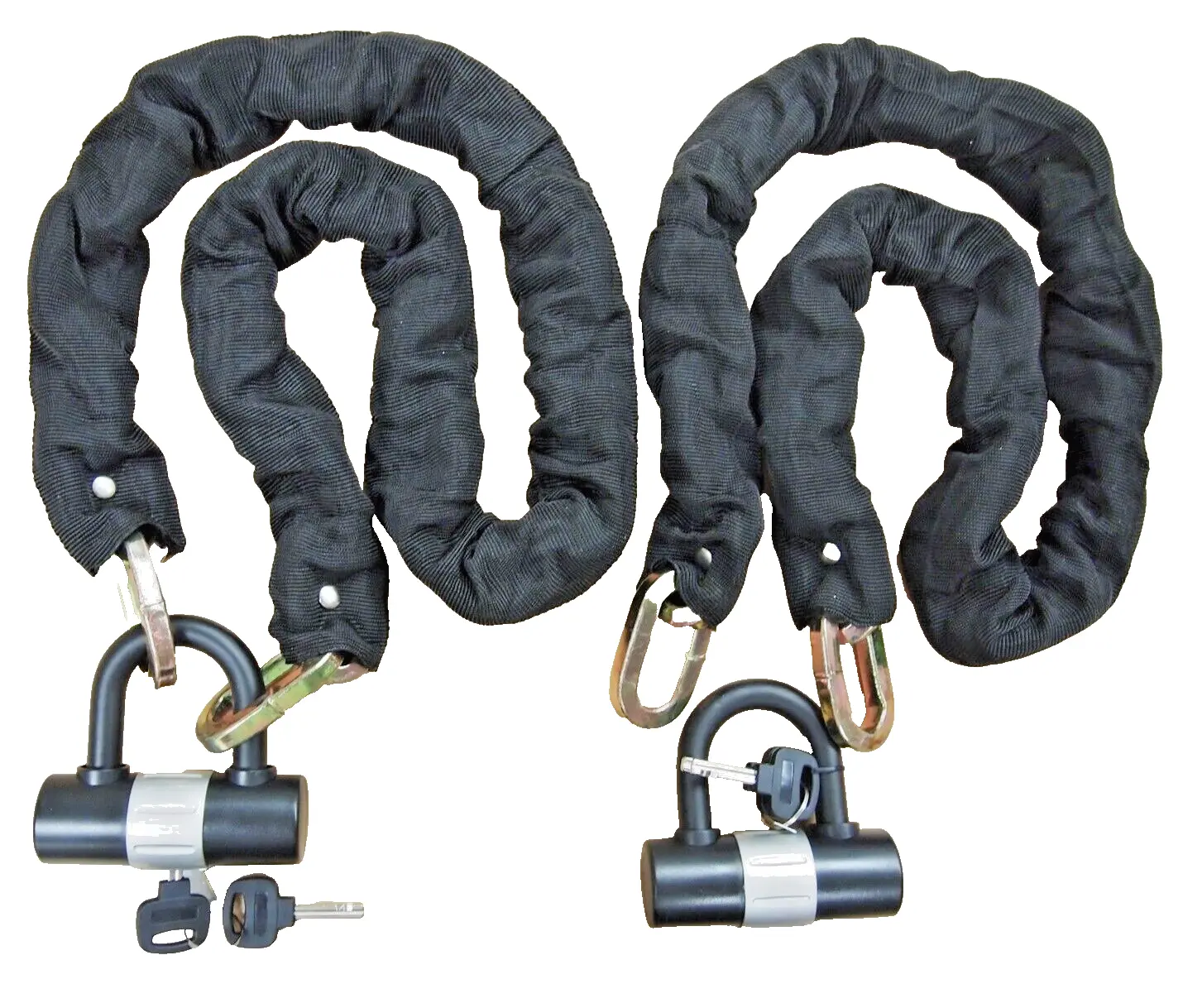 Lot of (2) H.D. Padlock Chain 48in Motorcycle Bike Anti-theft Security Alloy Steel
