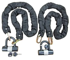 Lot of (2) H.D. Padlock Chain 48in Motorcycle Bike Anti-theft Security Alloy Steel