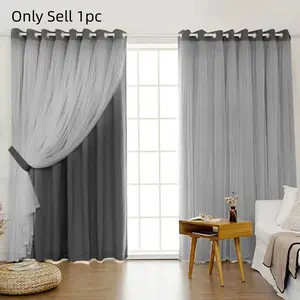 Double Layer Blackout Curtain, Heavy Curtain, 1 Count Modern Simple Home Decor Curtain, Window Drapes for Home Living Room Bedroom Hotel Decor