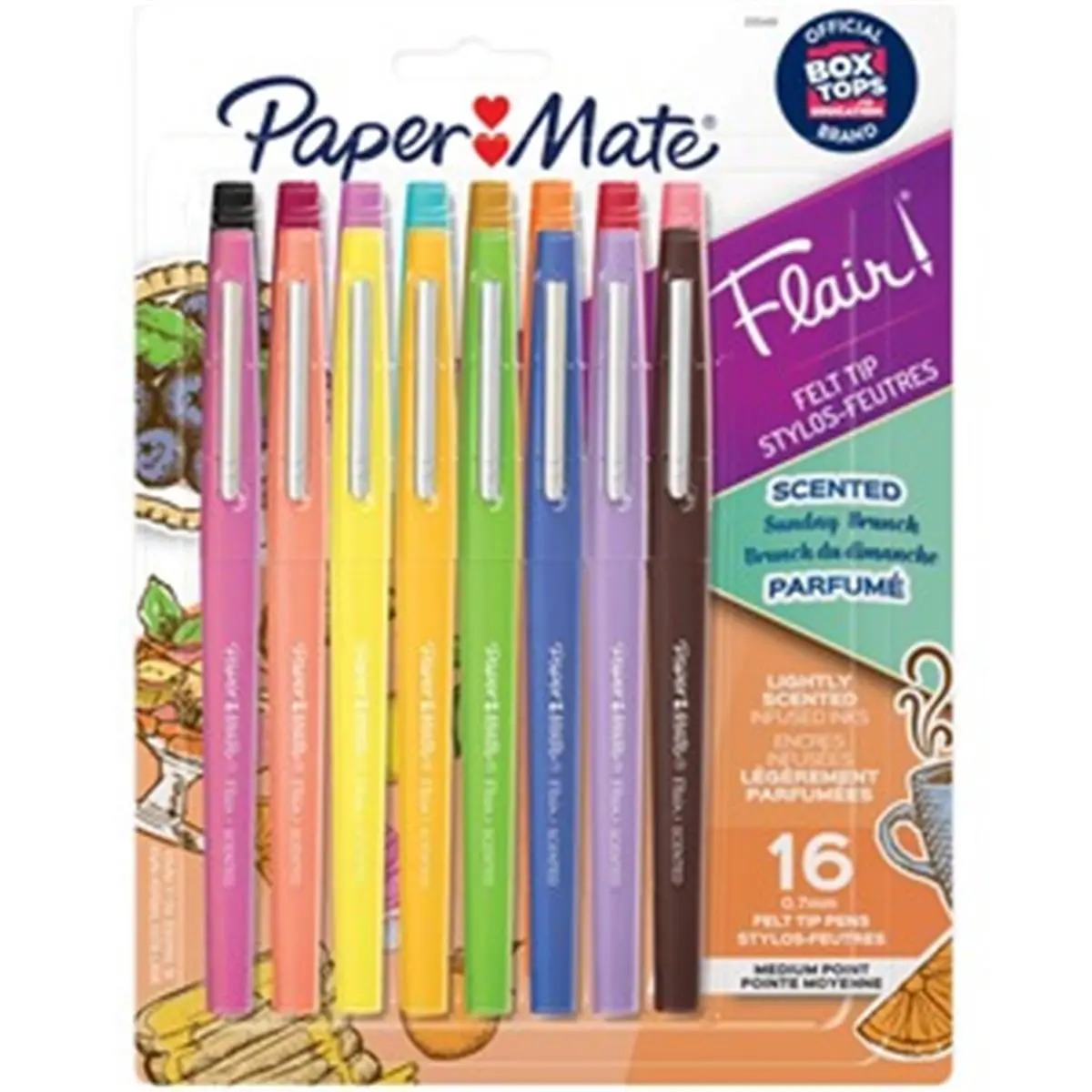 Newell Brands Paper Mate Flair Felt Tip Multicolor Pens - 16-Count Assorted Color Pack with Pocket Clip, Quick-Drying, Stain-Resistant, Bleed-Proof Colored Ink Pens & Refills for Office Stationery, Classroom Decorations, Art Projects