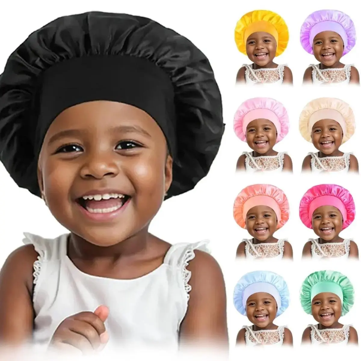 2026 Novelty Stretch Satin Sleep Cap - Candy-Colored Headband Bonnet Bag Accessory for Indoor-Outdoor Wear tiktokshopbacktoschool, Headwear