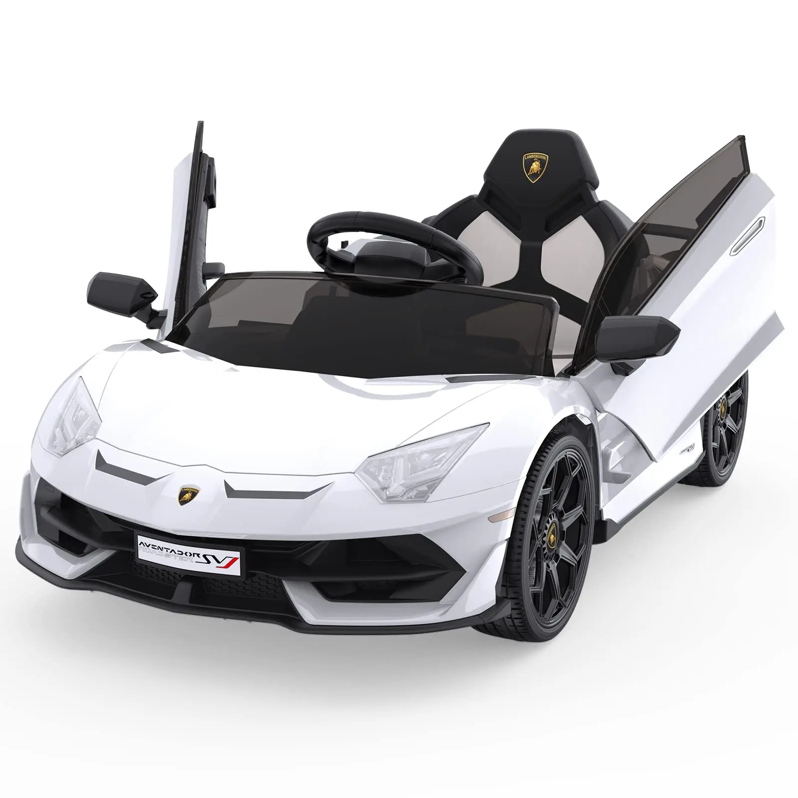 GARVEE Licensed 12V Lamborghini Kids Electric Ride-On Toy Car - 3+ Years, 37.7 lbs, Remote Drive, LED Lights, Sound System, Hydraulic Doors, Pedal System, Safety Engineering, PP Body, Ride on Wheels, Assembly Kit, Battery-Powered Vehicle