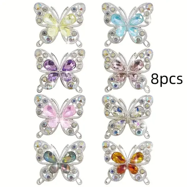 8 double-sided dazzling fresh butterfly beads, suitable for DIY jewelry, bracelet beads, necklaces, and bead pen craft projects, making jewelry beads charming
