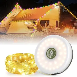 Rechargeable Camping String Lights 2-in-1 USB Lantern & Fairy String Lights Multi-Mode Dimmable LED Portable Light Perfect for Tents, RVs, Backyards, Hiking, Picnics, Festivals Creates a Cozy Ambiance