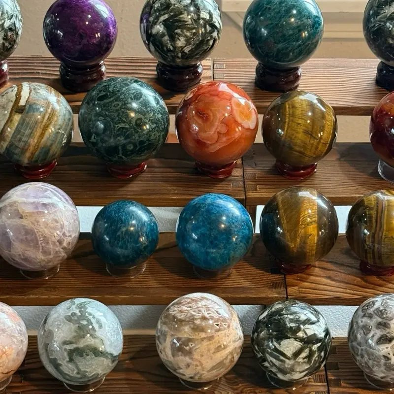 Natural Crystal Spheres | Fluorite, Labradorite, Carnelian, Tiger’s Eye & More