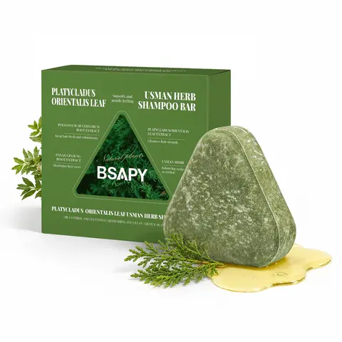 Bsapy Unisex Solid Anti-Hair Loss Shampoo Bar - Sulfate-Free DHT Blocker Cleanser with Natural Herbal Polygonum Mix, Ginseng, Tea Tree, Biotin, Strengthens Roots, Boosts Shampoo Hair Growth for Adult Thinning Dry Haircare D