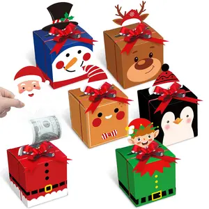 Christmas Clearance Sale 12 Pcs Christmas Money Gift Box Cash Gift Envelopes for Cash Pop Up Cash Holder with Festive Bows Clear Seal Bags Santa Pattern for Friends Wives Sisters,DIY Surprise Merry Pull Box Kit Christmas Holiday Birthday Party Supplies