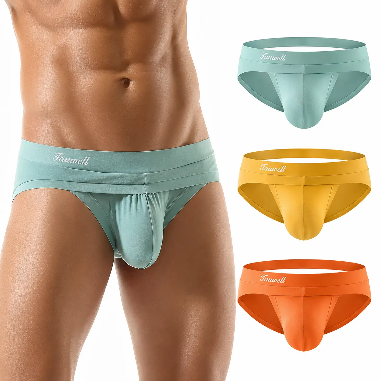 Tauwell Menswear Men’s Low Waist Spandex Briefs - 3D Contour Pouch, Soft Stretch Cotton Fabric, Wide Waistband, Full Back Coverage, Solid Multi-Size Casual Underwear for Everyday Wear-Lounge-24109