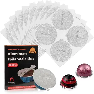 Aluminum Foil Seal Lids for Pods Vertuo, Compatible with Vertuo Reusable Pods, 200Pcs Coffee Pods Lids (62mm)