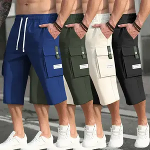 men’s cargo pants with drawstring, large pockets, and letter patches — stylish casual summer everyday workwear