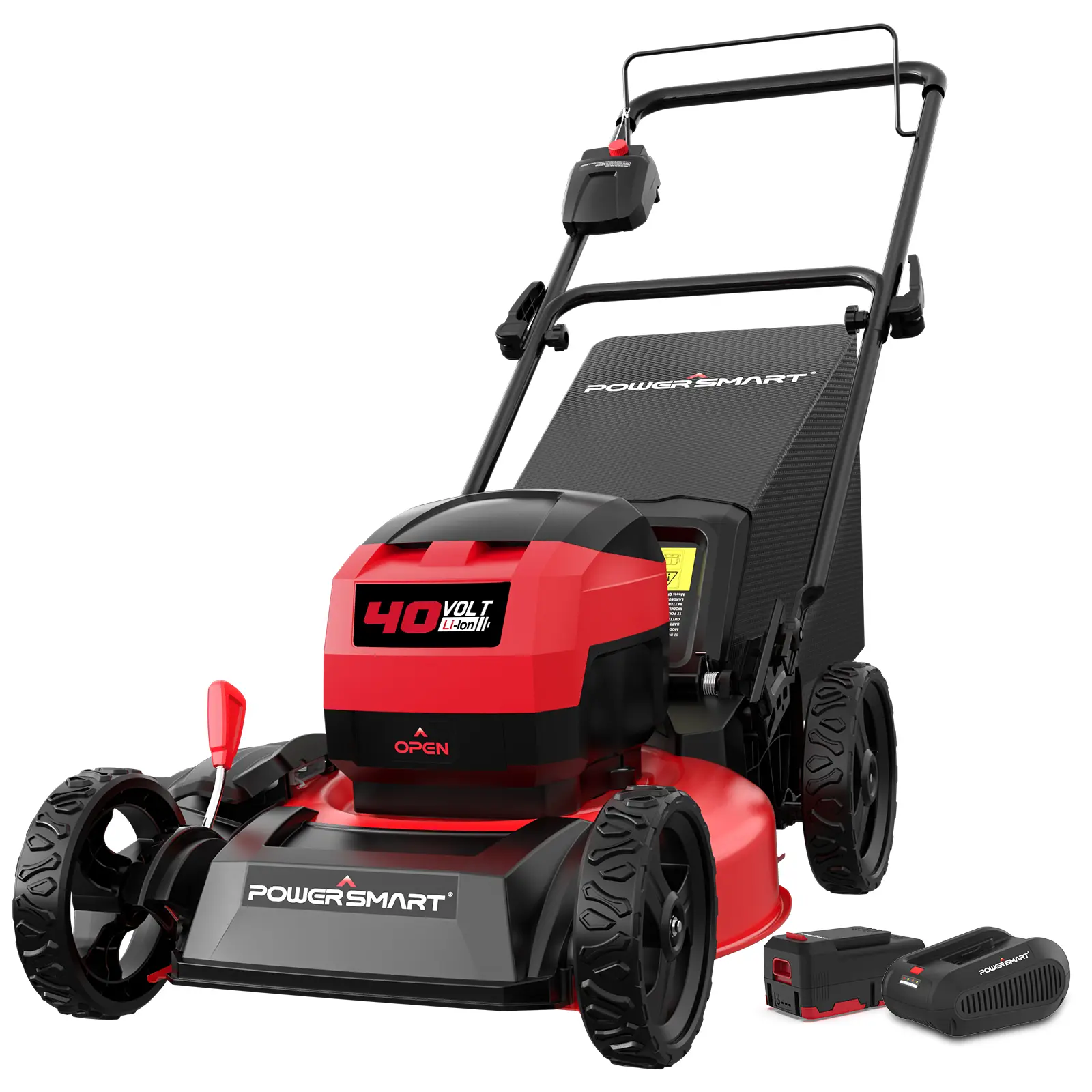 PowerSmart 40V 17-Inch/80V 21-Inch Cordless Lawn Mower with 4.0Ah Battery and Charger, Large Grass Catcher, Low Noise Operation, Ergonomic Design, Optimized Efficiency, Bagging, Easy Maneuverability, Adjustable Cutting Height (MB2418A/PS76821)