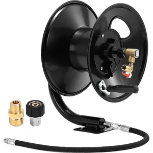 Tool Daily Retractable Pressure Washer Hose Reel, Heavy-Duty Steel Construction, 100 FT Capacity for Pressure Washer Hoses, Retractable Hose Reel