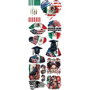 Premade Mexican American DTF Transfer for Fabric Crafts - Durable Craft Supplies, Ready to Press, Compatible with Heat Press Machine, Quick and Efficient, Quick Shipping for Cotton Fabrics