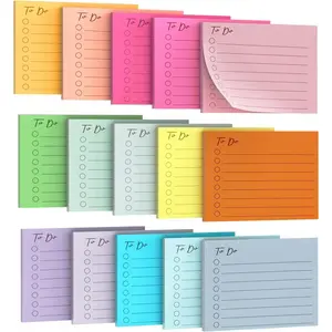15 Pack Lined Sticky Notes, 3"x4", 750 Sheets, to Do List Notepad, Sticky Notes with Lines,15 Colors, Square Sticky Notes for Office, Meeting, School, Home