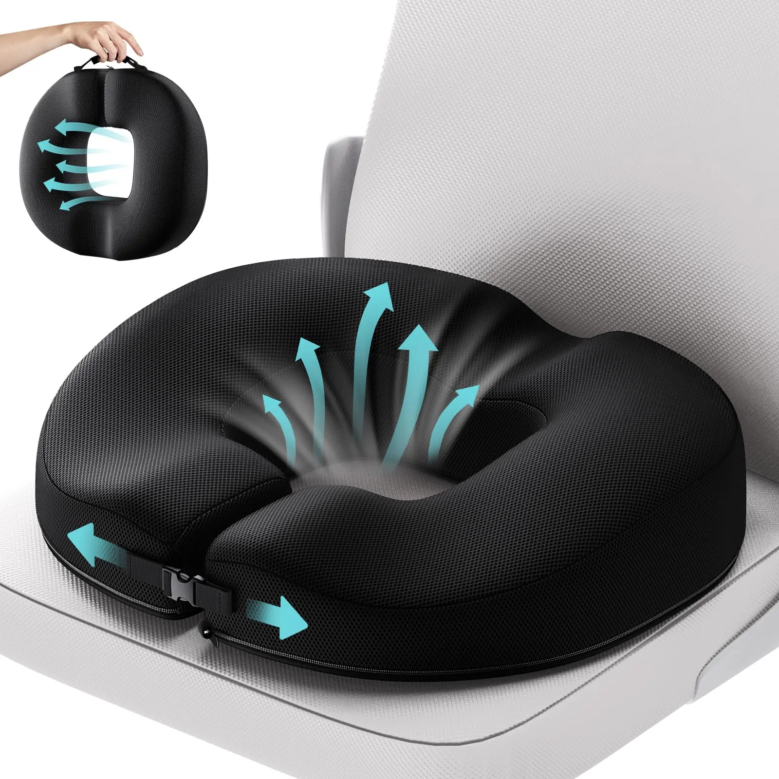 Benazcap Donut Cushion for Hemorrhoids & Tailbone Pain Relief Ergonomic Memory Foam Seat Pillow Portable & Washable for Office Car & Wheelchair Modern Ergonomic Furniture Seat Cushion Pad